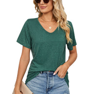 Damen lässiges V-Ausschnitt T-Shirt aus atmungsaktiver Baumwolle WW