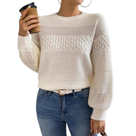 Damen Strickpullover mit modernem Lochmuster WW