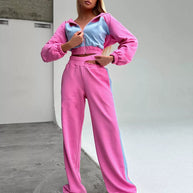 Damen Sportliches Zweiteiler-Set mit Crop-Top und weitem Schnitt WW