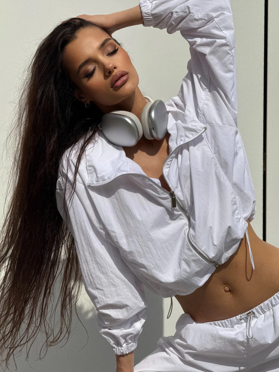 Damen Sportliche Windbreaker Jacke mit hohem Kragen WW