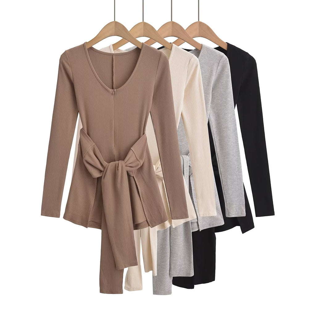 Damen Strickjacke mit Wickelgürtel und figurumspielendem Schnitt WW