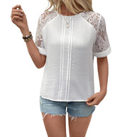 Damen Bluse mit Spitzenärmeln und eleganten Details WW