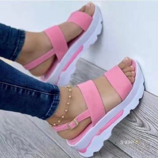 Damen Plateau-Sandalen mit elastischem Riemen und rutschfester Sohle W&W Mode