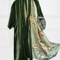 WW | Satin Digital Floral Taille Gürtel Cardigan Schlafanzug