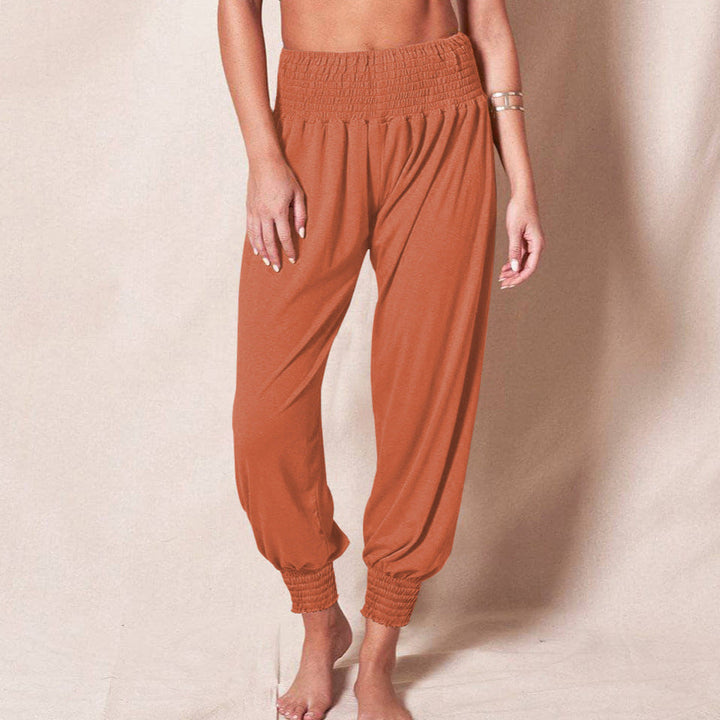 Damen weiche und bequeme Relax-Hosen mit elastischem Bund und buntem Design W&W Mode