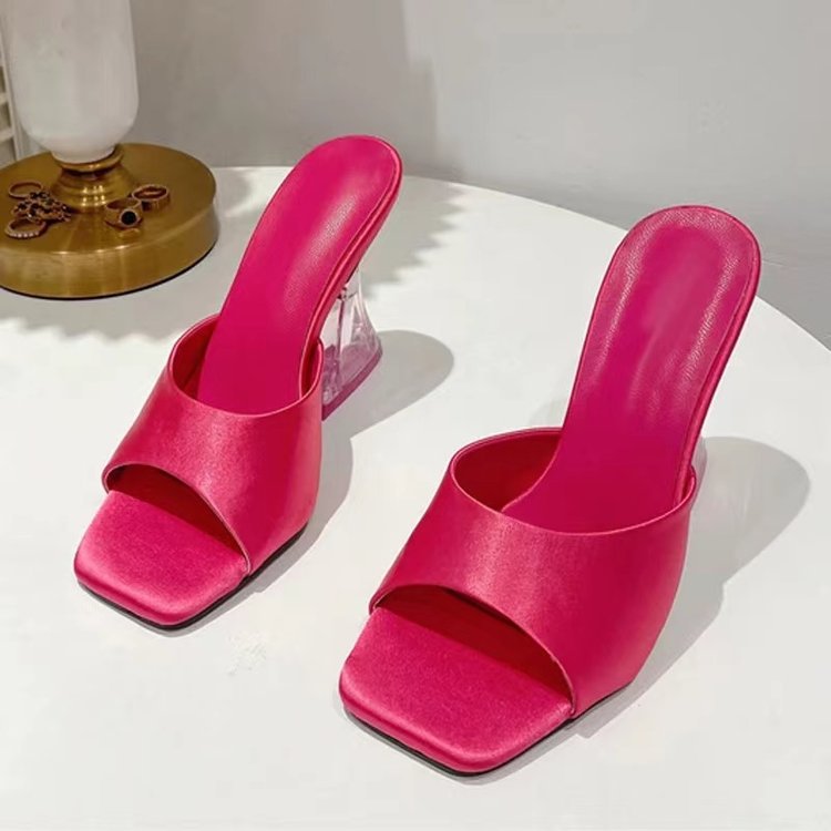 Damen Elegante und modische Mules mit transparentem Blockabsatz W&W