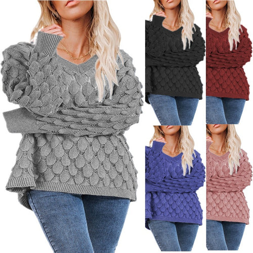 Damen Pullover mit Struktur und V-Ausschnitt WW