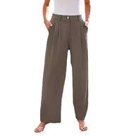 Damen weite High-Waist Stoffhose mit seitlichen Eingrifftaschen WW