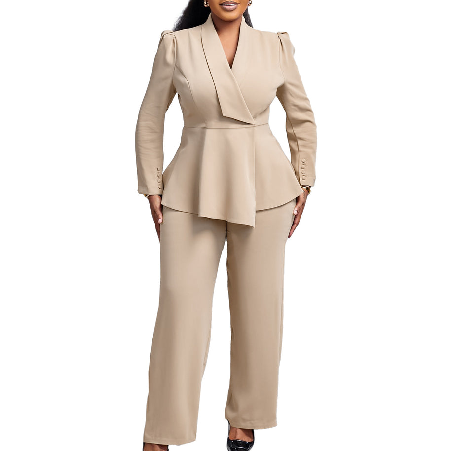 Damen Anzug mit elegantem Blazer und weitem Hosenbein WW