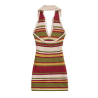 Damen Strickkleid mit tiefem V-Ausschnitt und breitem Kragen WW