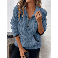 Damen Bequemer Hoodie mit hochschließendem Reißverschluss und praktischen Taschen WW