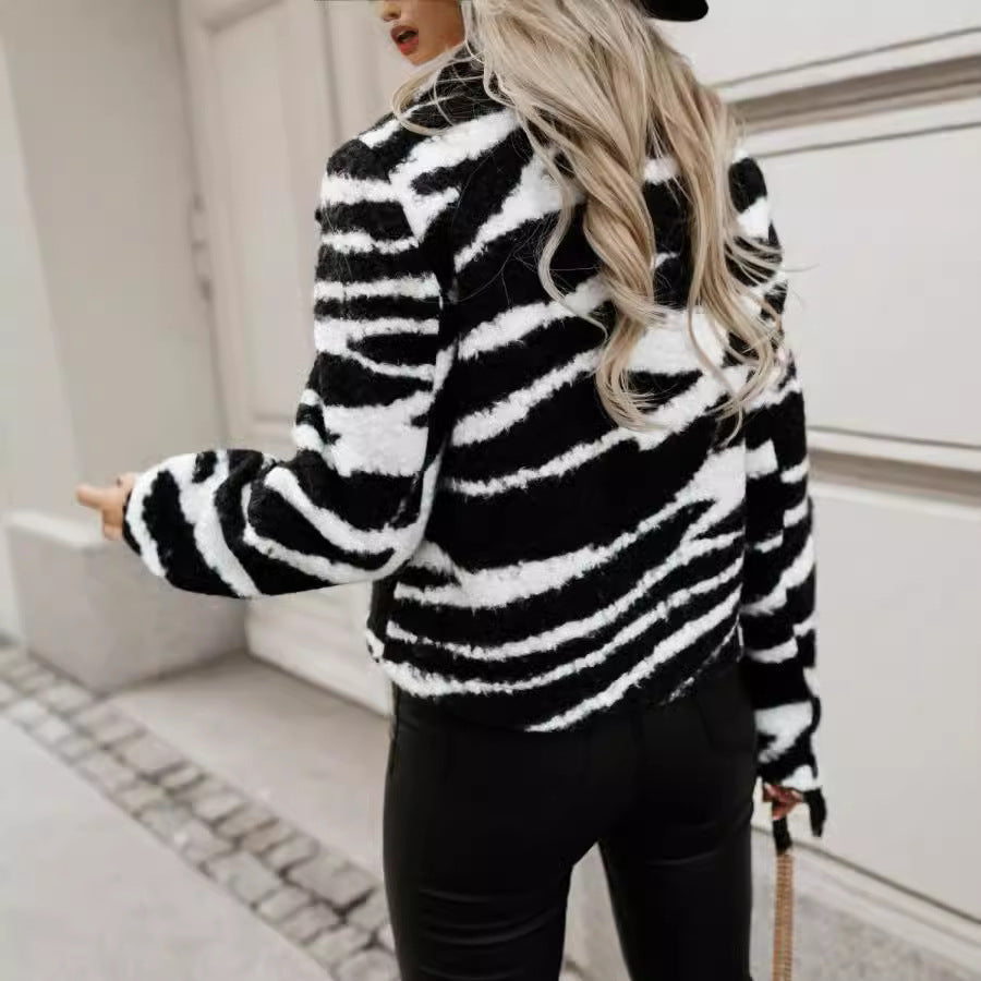 Damen Wickeljacke im modischen Zebra-Design WW