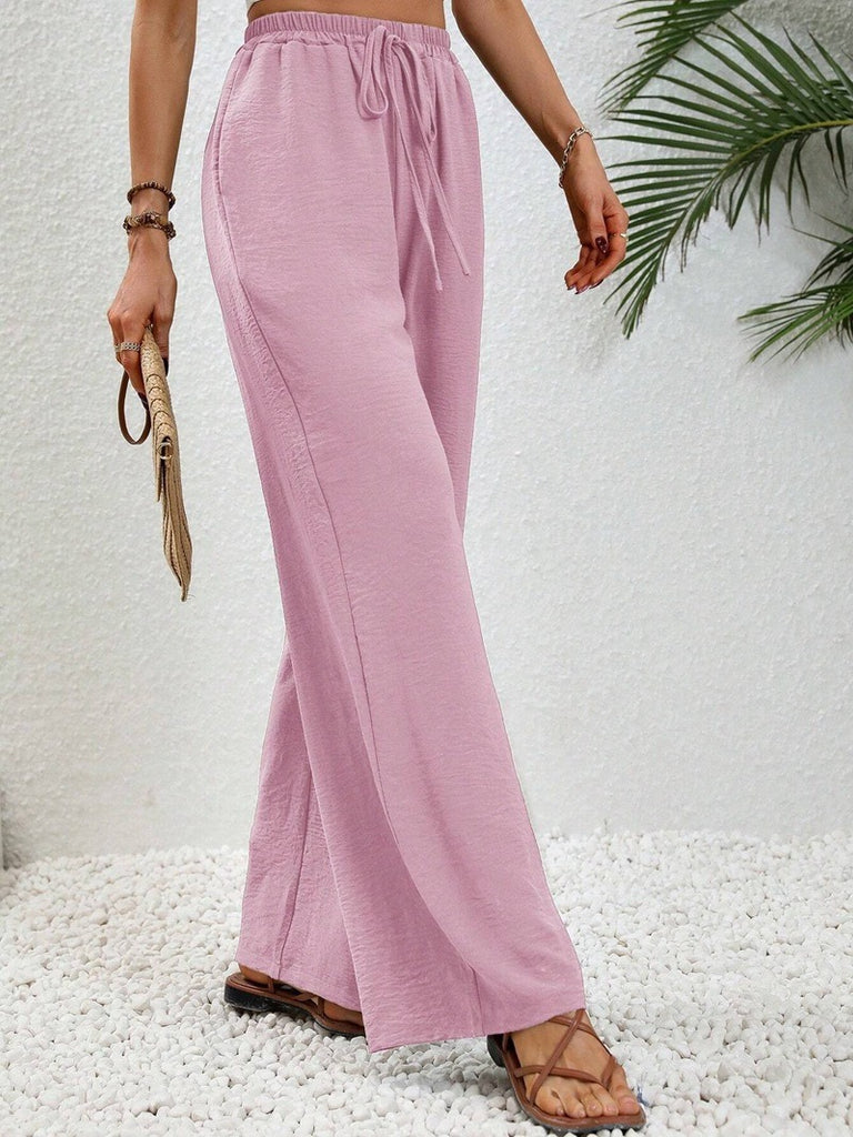 Damen Weite Sommerhose mit elastischem Bund und Tasche WW