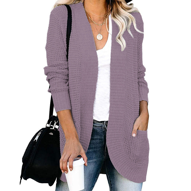 Damen Strickjacke mit offenem Schnitt und seitlichen Taschen WW