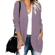 Damen Strickjacke mit offenem Schnitt und seitlichen Taschen WW