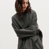 Damen Oversized Sweatshirt mit dropped Shoulder und weichem Fleece-Waren WW