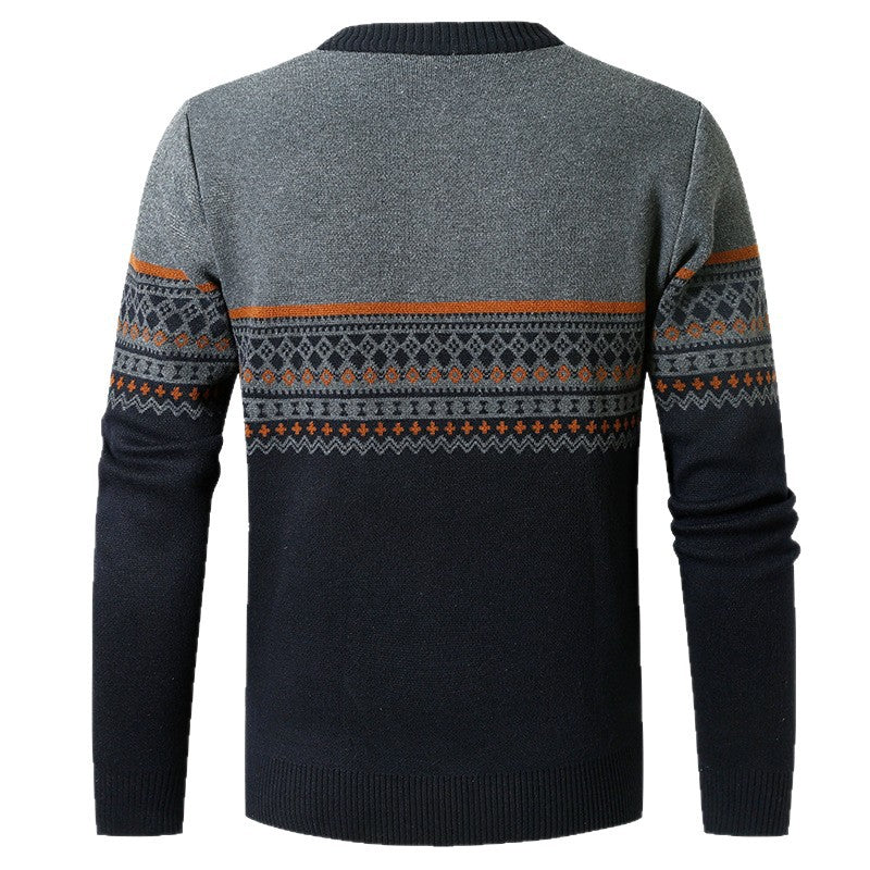 Herren Pullover mit modernem Reißverschluss und geometrischem Muster WW