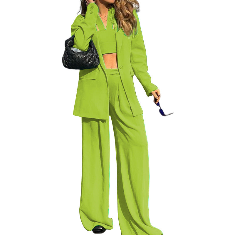 Damen Mode Set mit weitem Blazer und cropped Top W&W Mode