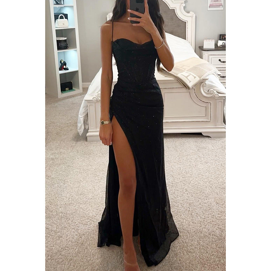 Damen Glamouröses Abendkleid mit schimmernden Details und hohem Schlitz WW