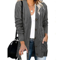 Damen Strickcardigan mit Zopfdesign und praktischen Taschen WW