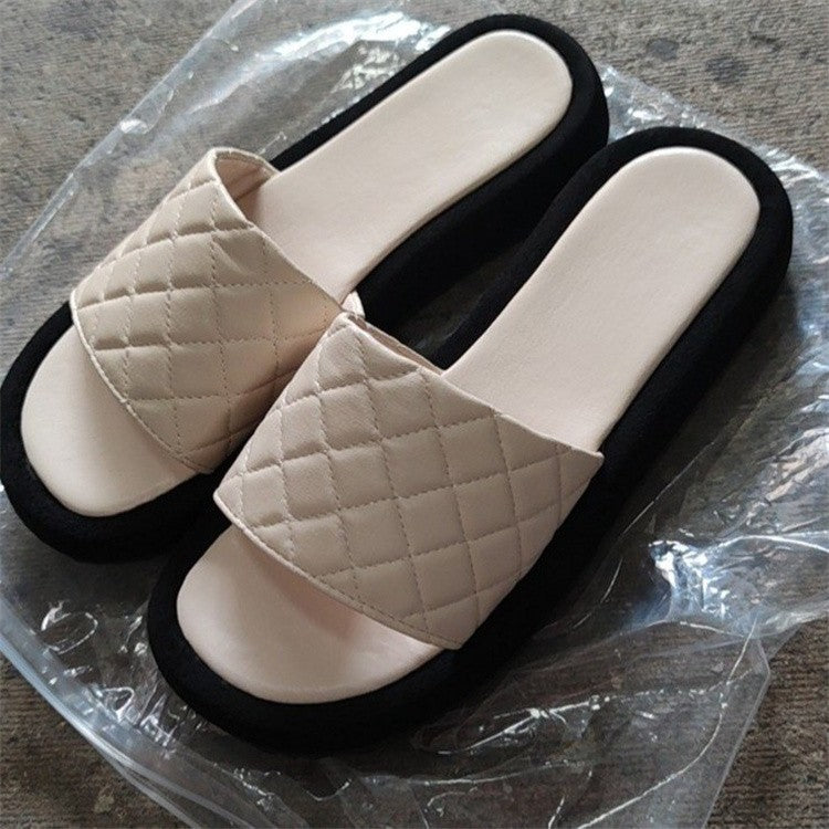 Damen bequeme Pantoletten mit gestepptem Design und rutschfester Sohle WW