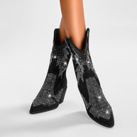 Damen Glänzende Strass-besetzte Western Cowboy-Stiefel WW