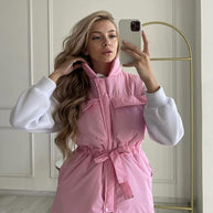 Damen sportliche Weste mit Kapuze und Taillenzug WW