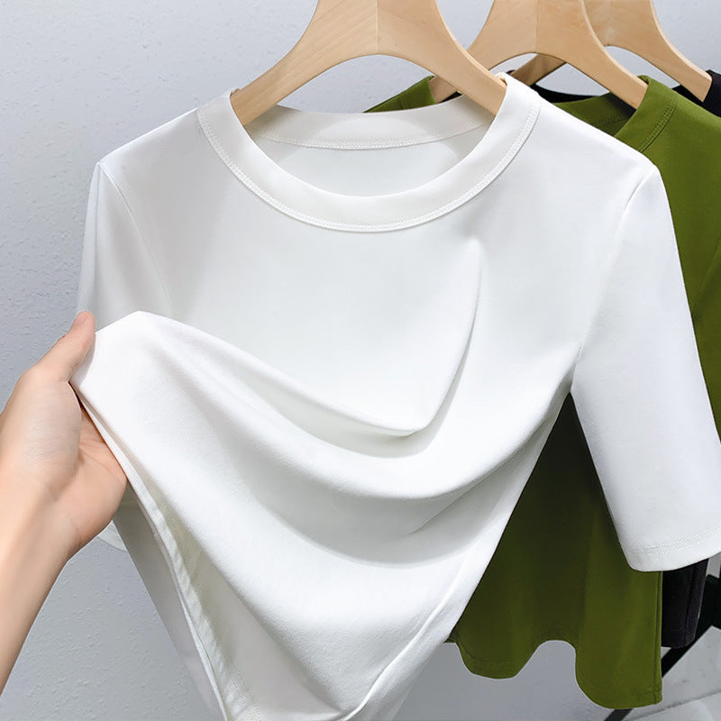Damen Basic T-Shirt mit weicher Baumwollmischung und körperbetonter Passform WW