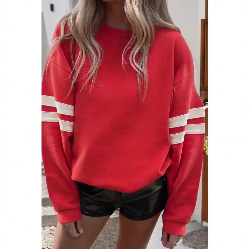 Damen Sportlicher Oversized Pullover mit Streifenakzenten und lässigem Schnitt WW