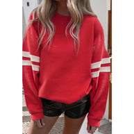 Damen Sportlicher Oversized Pullover mit Streifenakzenten und lässigem Schnitt WW