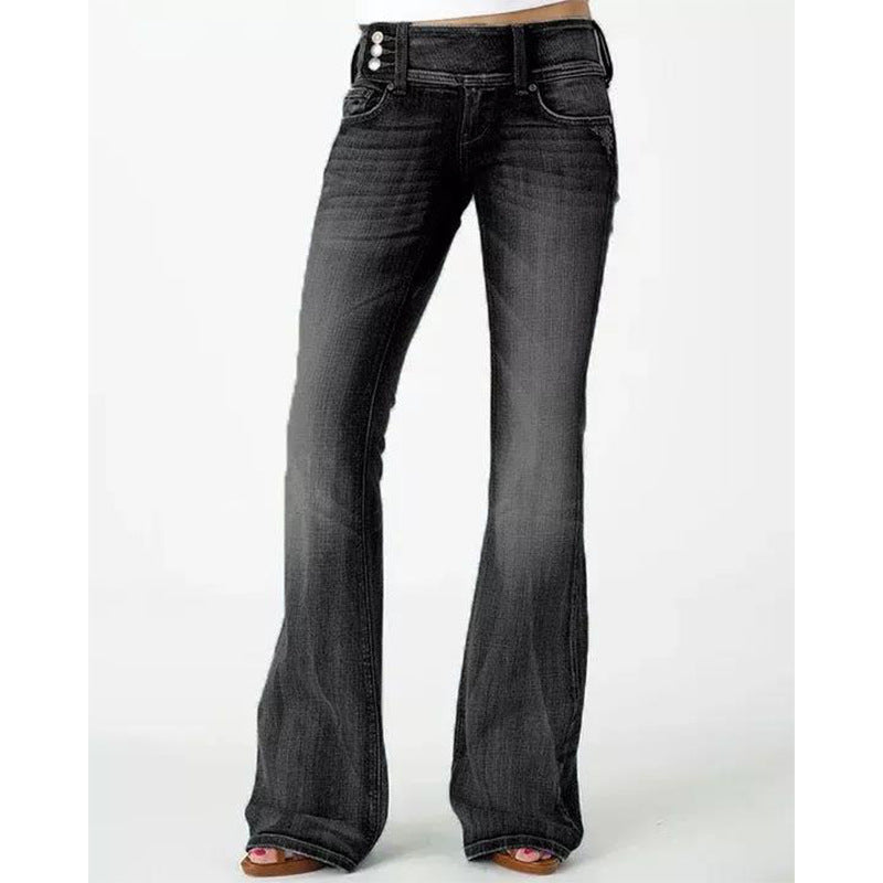W&W Mode | Beliebte Weinlese Seitenknopf Hohe Taille Skinny Jeans