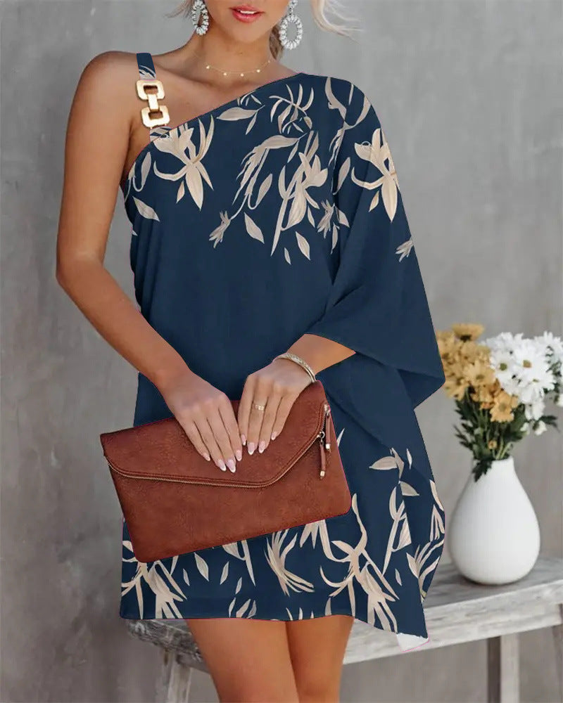 Damen asymmetrisches Minikleid mit dekorativem Schulterdetail und elegantem Design WW
