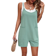 Damen lässiger Jumpsuit mit vorderen Taschen WW