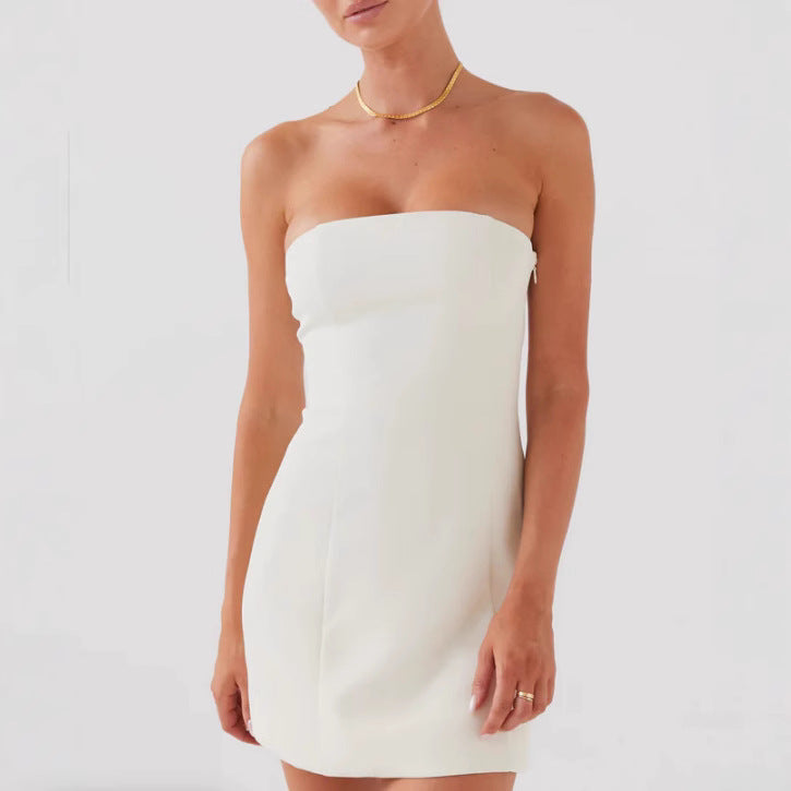 Damen Strapless Minikleid mit figurbetontem Schnitt und elegantem Textilfinish WW