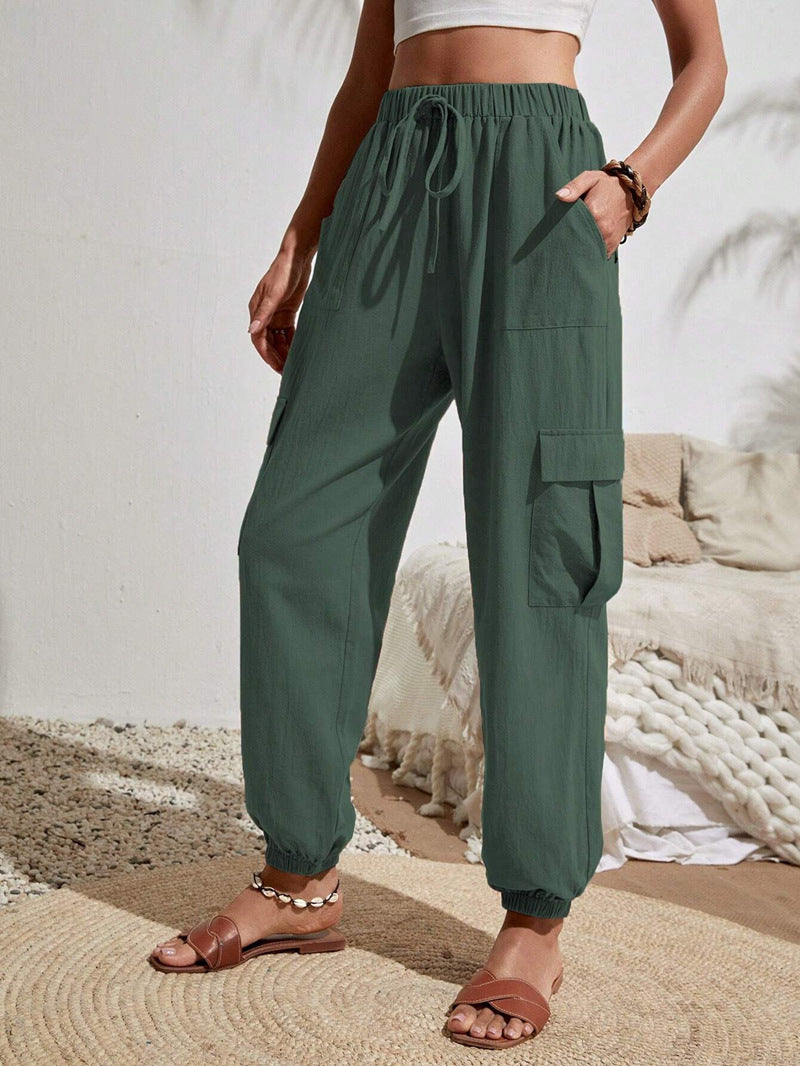 Damen Cargo-Hose mit elastischem Bund und praktischen Seitentaschen W&W Mode