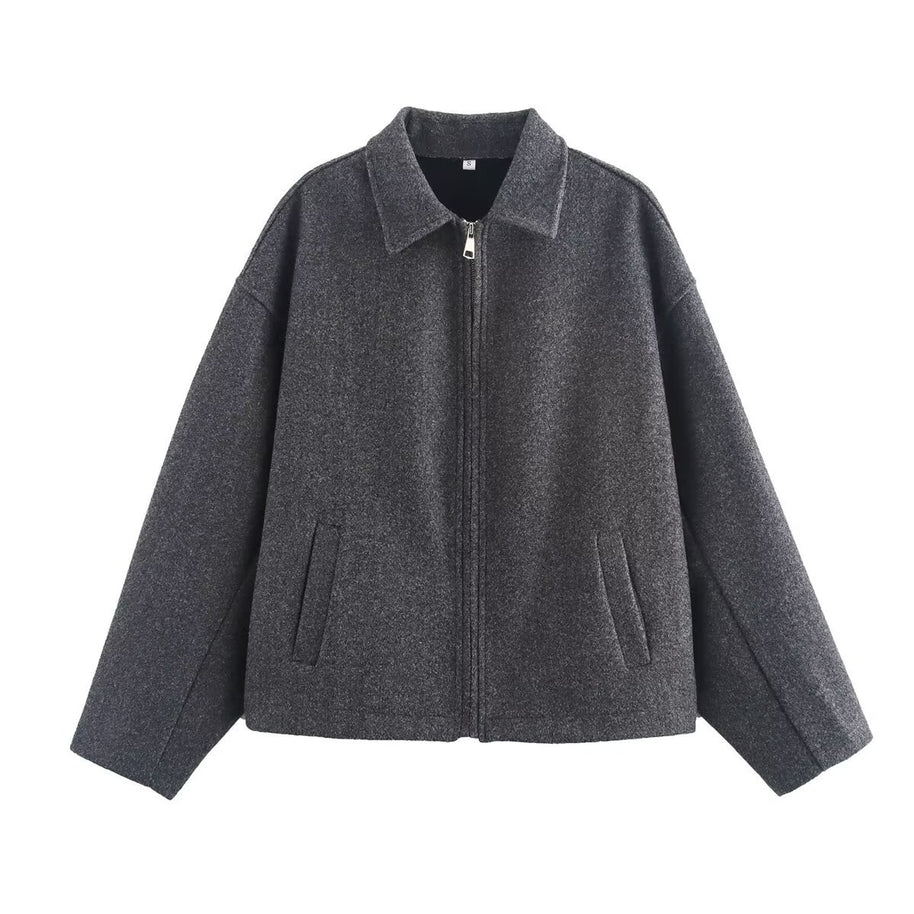 Damen bequeme Blousonjacke mit hohen Kragen und praktischen Taschen WW