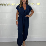 Damen eleganter Jumpsuit mit tailliertem Schnitt und weitem Bein WW