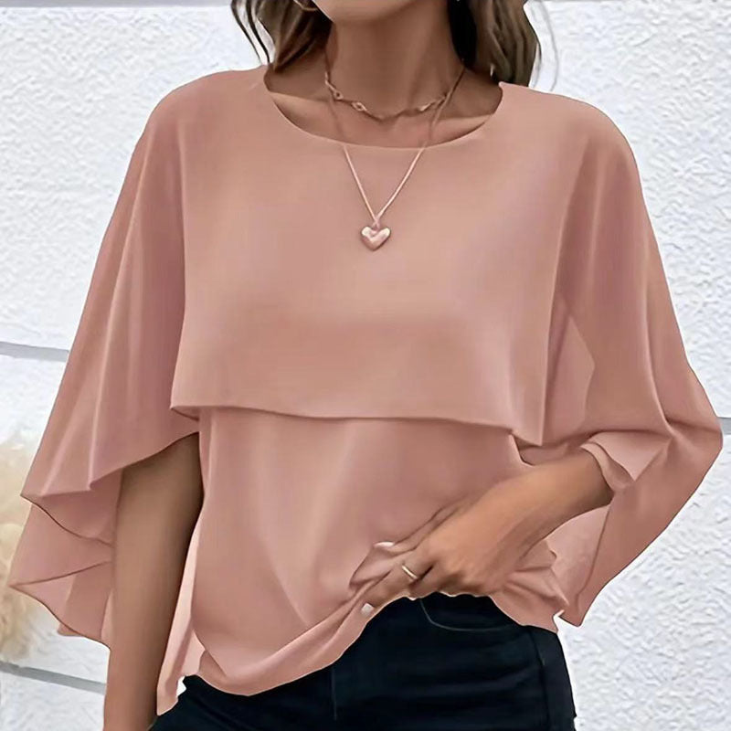 Damen Stilvolles Oberteil mit fließendem Schnitt und elegantem Überwurf WW