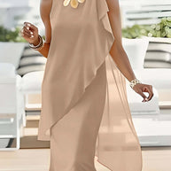 Damen asymmetrisches Chiffonkleid mit raffiniertem Rüschendetail WW