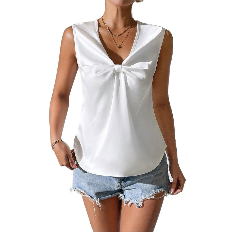 Damen Oberteil mit schickem Knoten-Detail und elegantem V-Ausschnitt W&W
