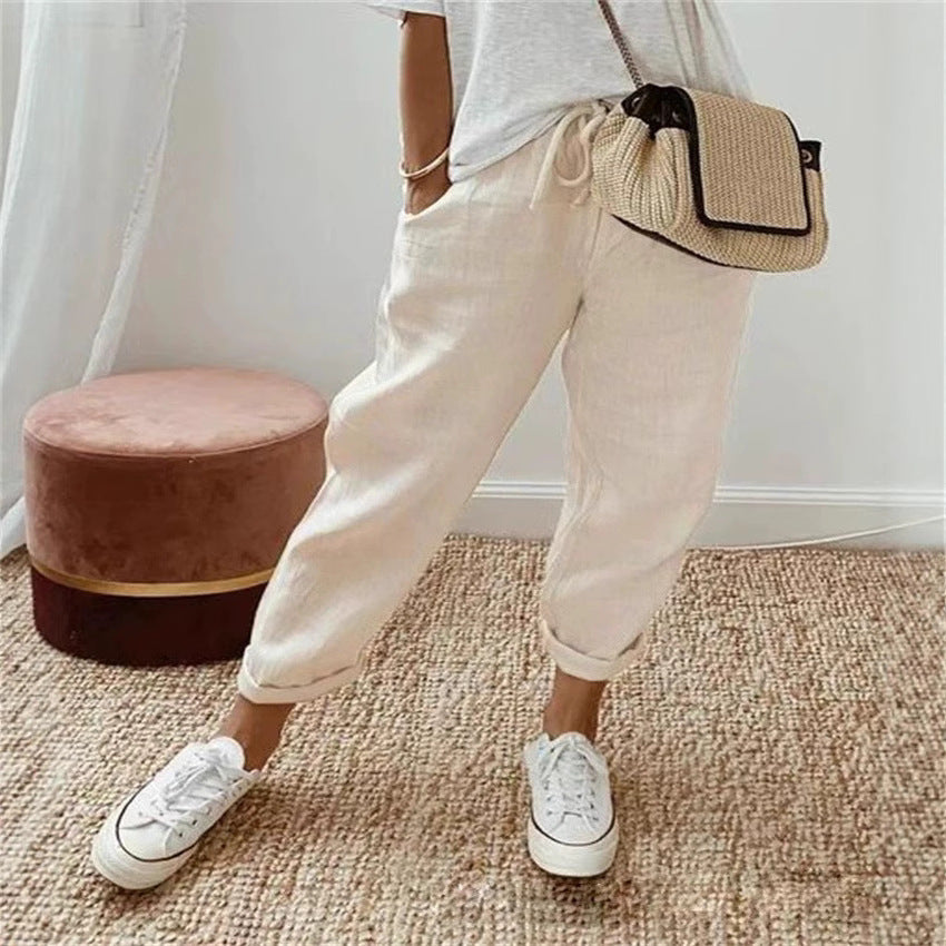 Damen Bequeme und lässige Chino-Hose mit elastischem Bund WW