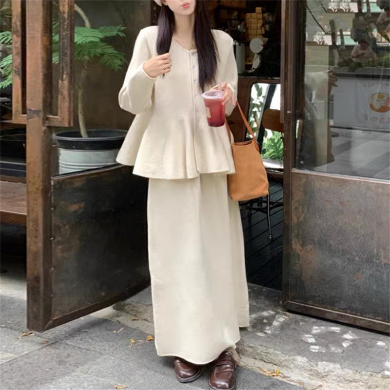 Damen schickes Zweiteiliges Strickensemble mit weich fließendem Design WW