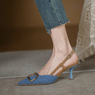 Damen Slingback Pumps mit eleganter quadratischer Zehenpartie und hochwertigem Riemen WW