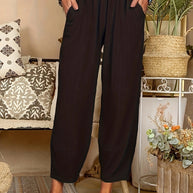 Damen bequeme Sommerhose mit elastischem Bund und praktischen Seitentaschen WW