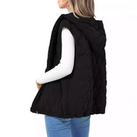 Damen gesteppte Hoodie-Weste mit praktischen Taschen WW