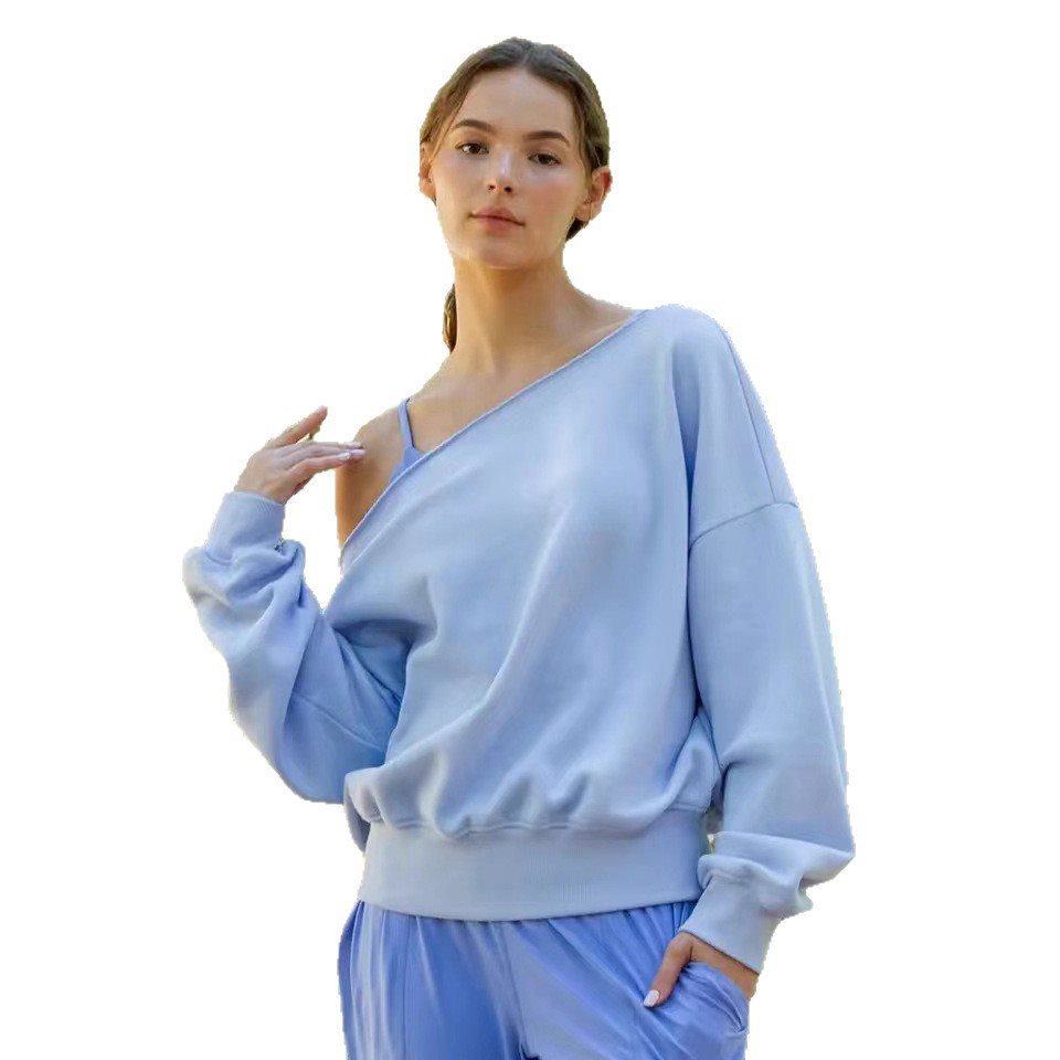 Damen Relaxed Oversized Sweatshirt mit asymmetrischem Ausschnitt und tiefem Kragen WW