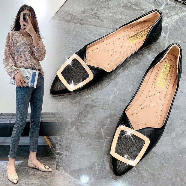 Damen elegante Ballerinas mit modischem Schnallen-Detail W&W