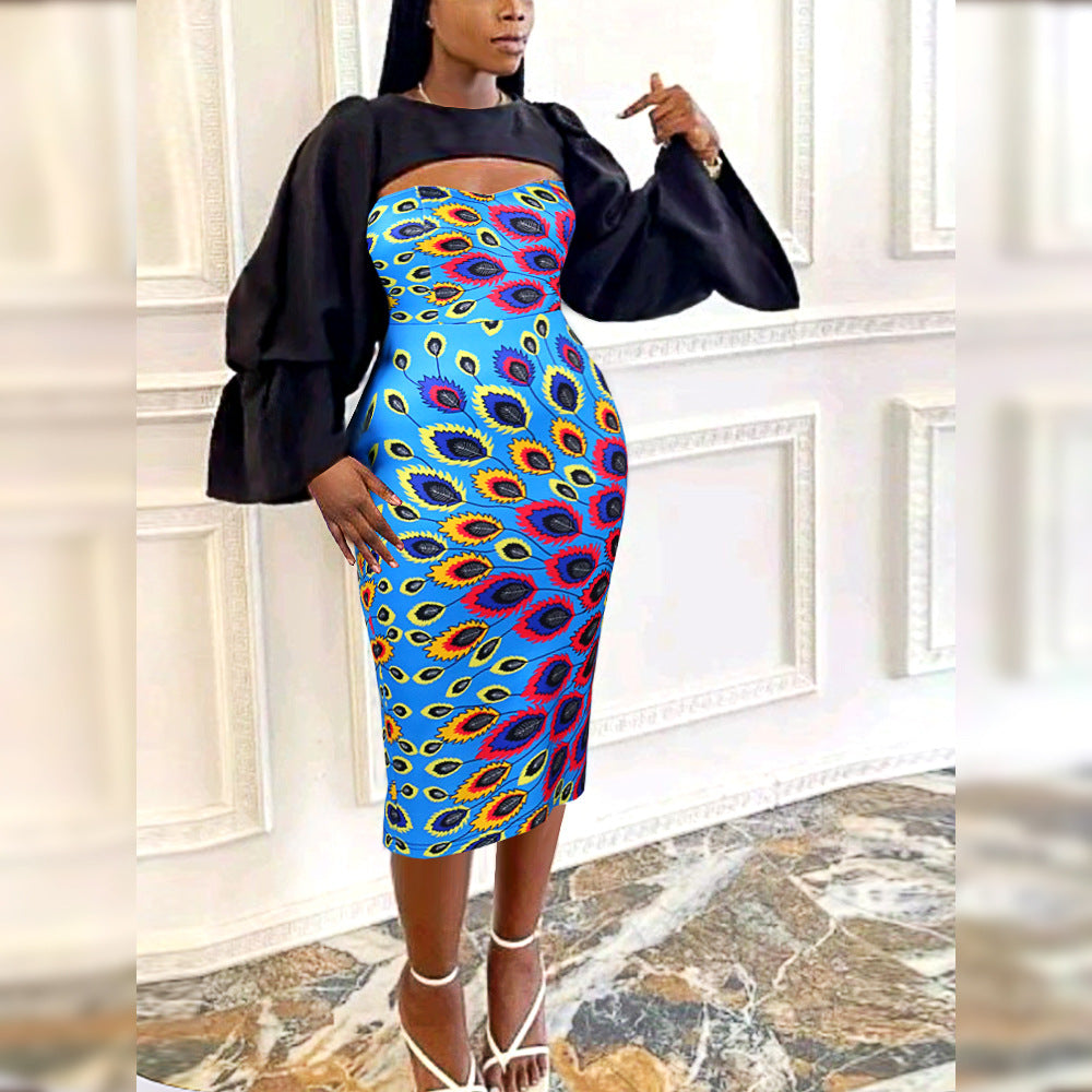 Damen Bodycon Kleid mit aufregendem Cut-Out-Design und voluminösen Ärmeln WW