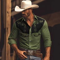 Herren Westernhemd mit dekorativem Design und Stickereien WW