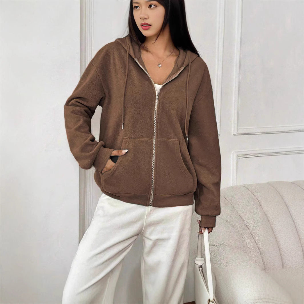 Damen Fleecejacke mit Kapuze und Reißverschluss WW